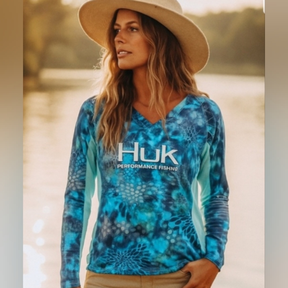 Huk Performance Fishing Top Long Sleeves With Mesh EUC Small Like New